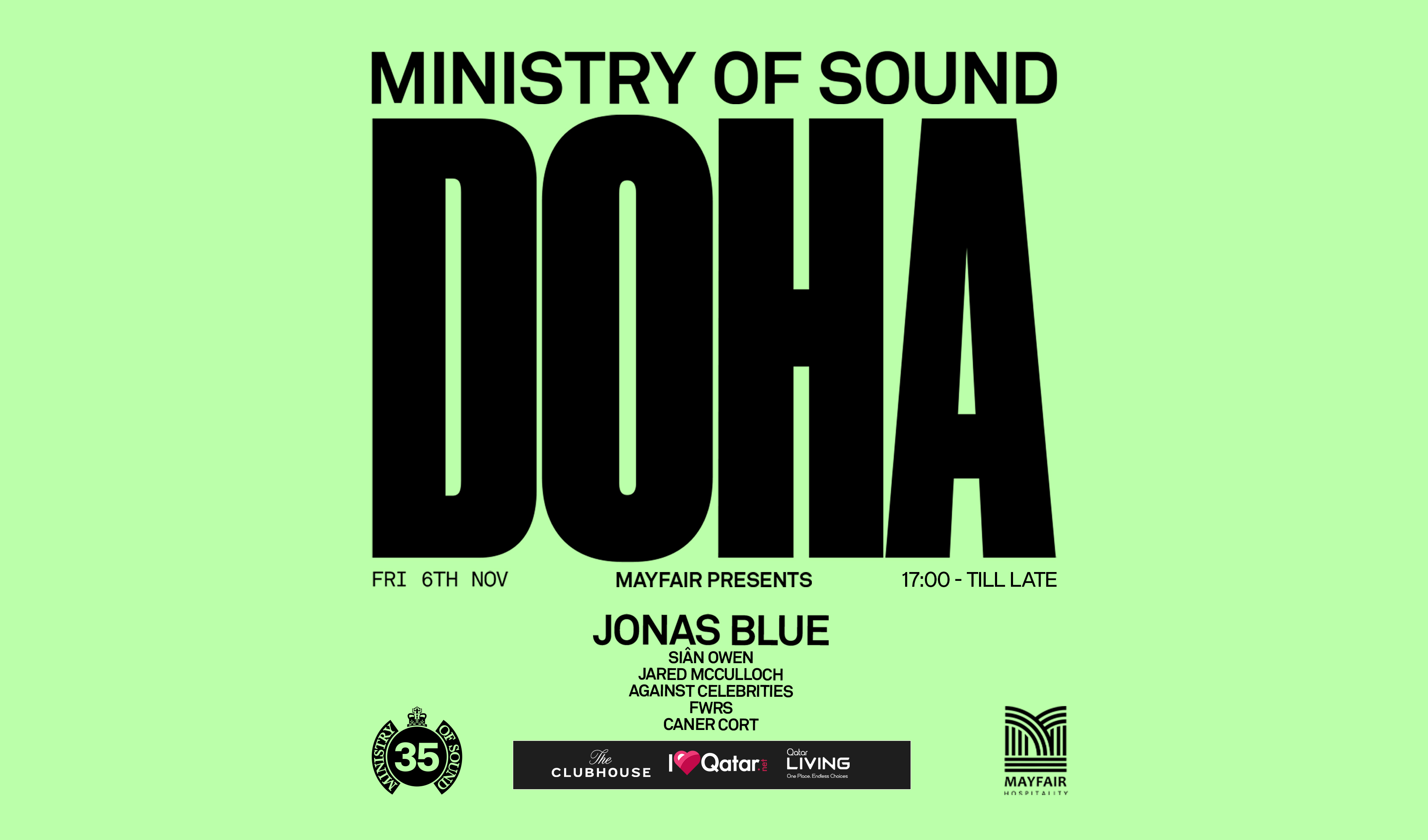 MAYFAIR PRESENTS:  Ministry of Sound Doha  Jonas Blue 